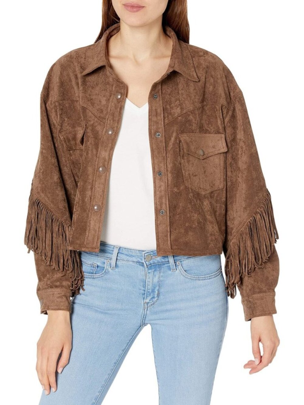[BLANKNYC] Women's Faux Suede Fringe Jacket